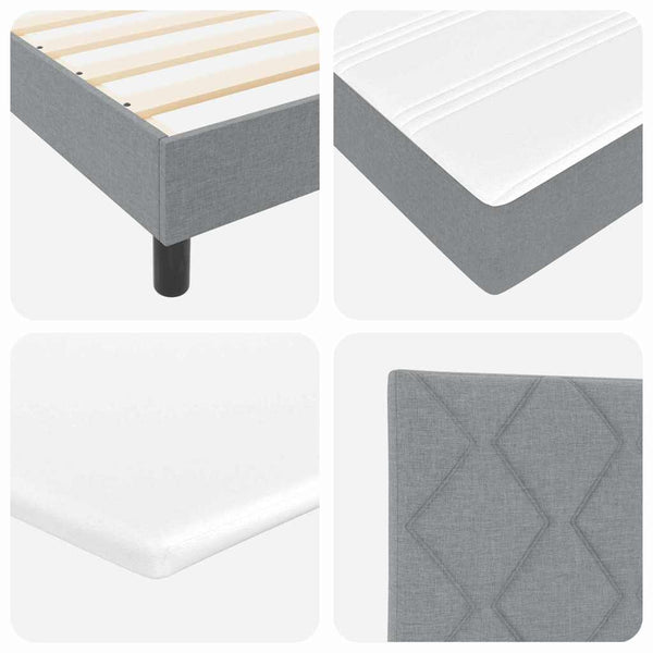 vidaXL Box Spring Bed with Headboard Light Gray 120 x 190 cm Fabric
