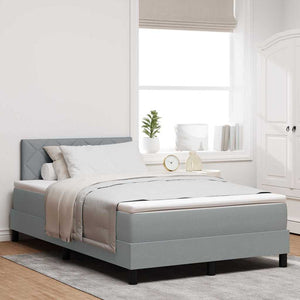 vidaXL Box Spring Bed with Headboard Light Gray 120 x 190 cm Fabric