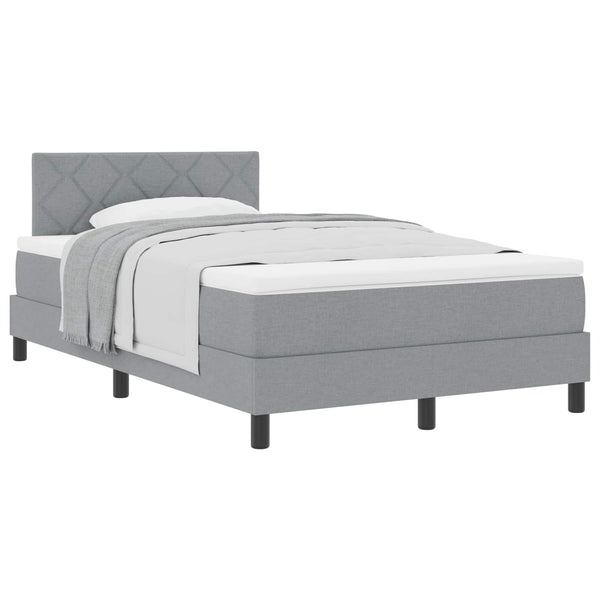 vidaXL Box Spring Bed with Headboard Light Gray 120 x 190 cm Fabric