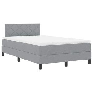 vidaXL Box Spring Bed with Headboard Light Gray 120 x 190 cm Fabric