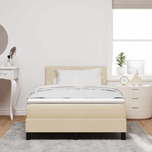 vidaXL Box Spring Bed with Pillows and Headboard Cream 120 x 190 cm Fabric