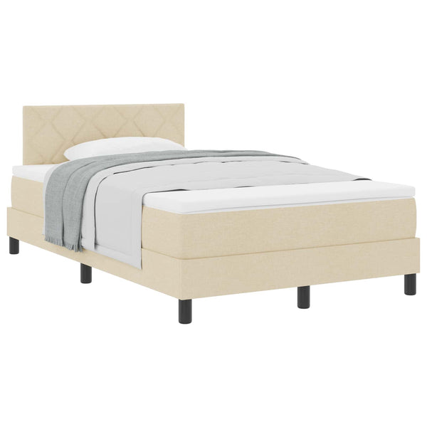 vidaXL Box Spring Bed with Pillows and Headboard Cream 120 x 190 cm Fabric