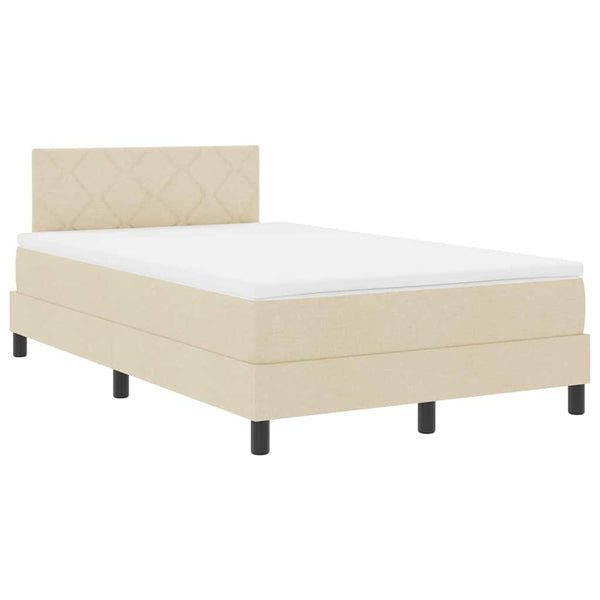 vidaXL Box Spring Bed with Pillows and Headboard Cream 120 x 190 cm Fabric
