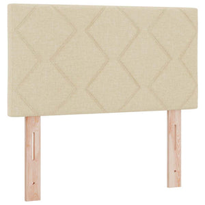 vidaXL Box Spring Bed with Pillows and Headboard Cream 120 x 190 cm Fabric