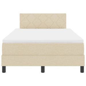 vidaXL Box Spring Bed with Pillows and Headboard Cream 120 x 190 cm Fabric