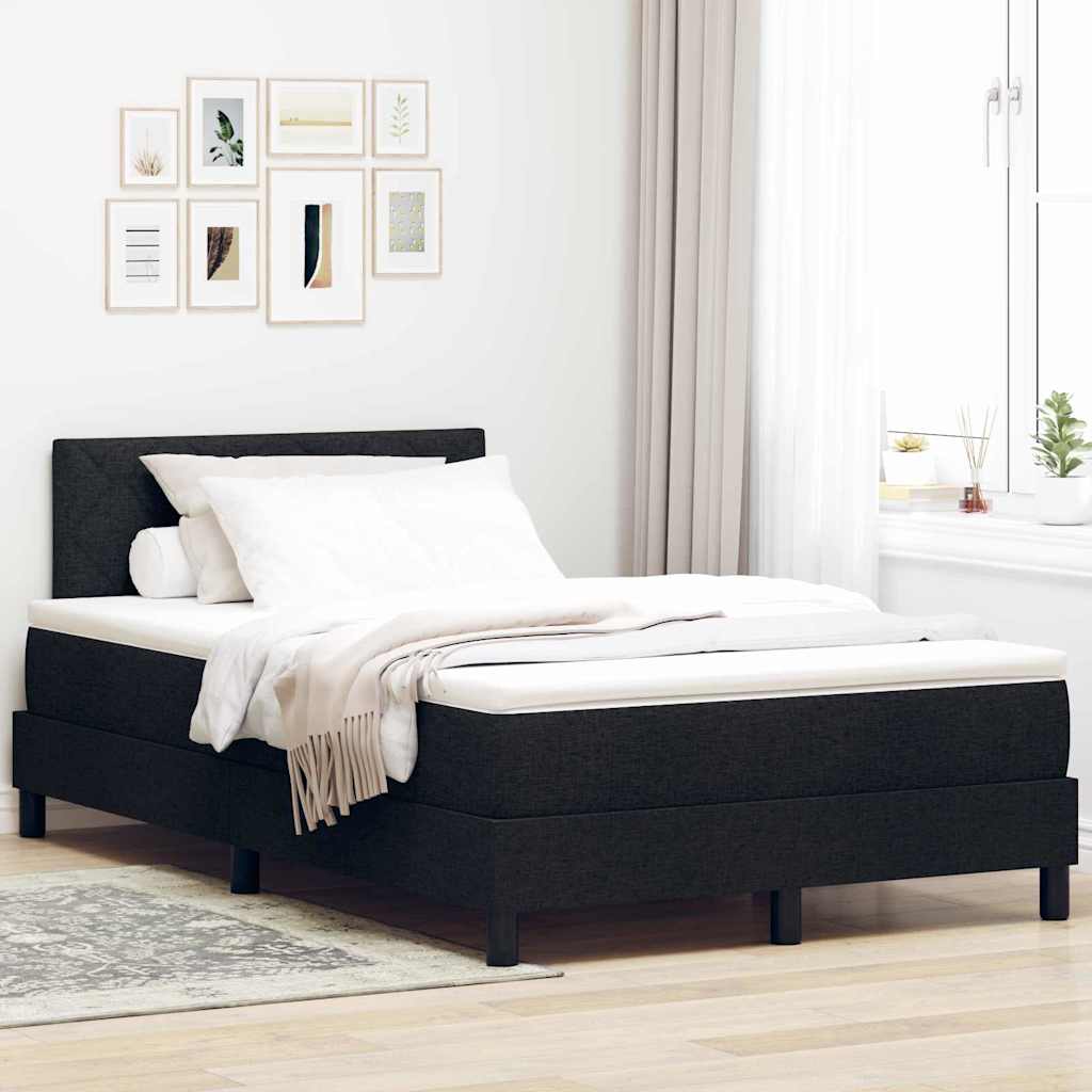 vidaXL Box Spring Bed with Pillows Black 120 x 200 cm Fabric