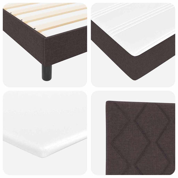 vidaXL Box Spring Bed with Pillows Dark Brown 120 x 200 cm Fabric
