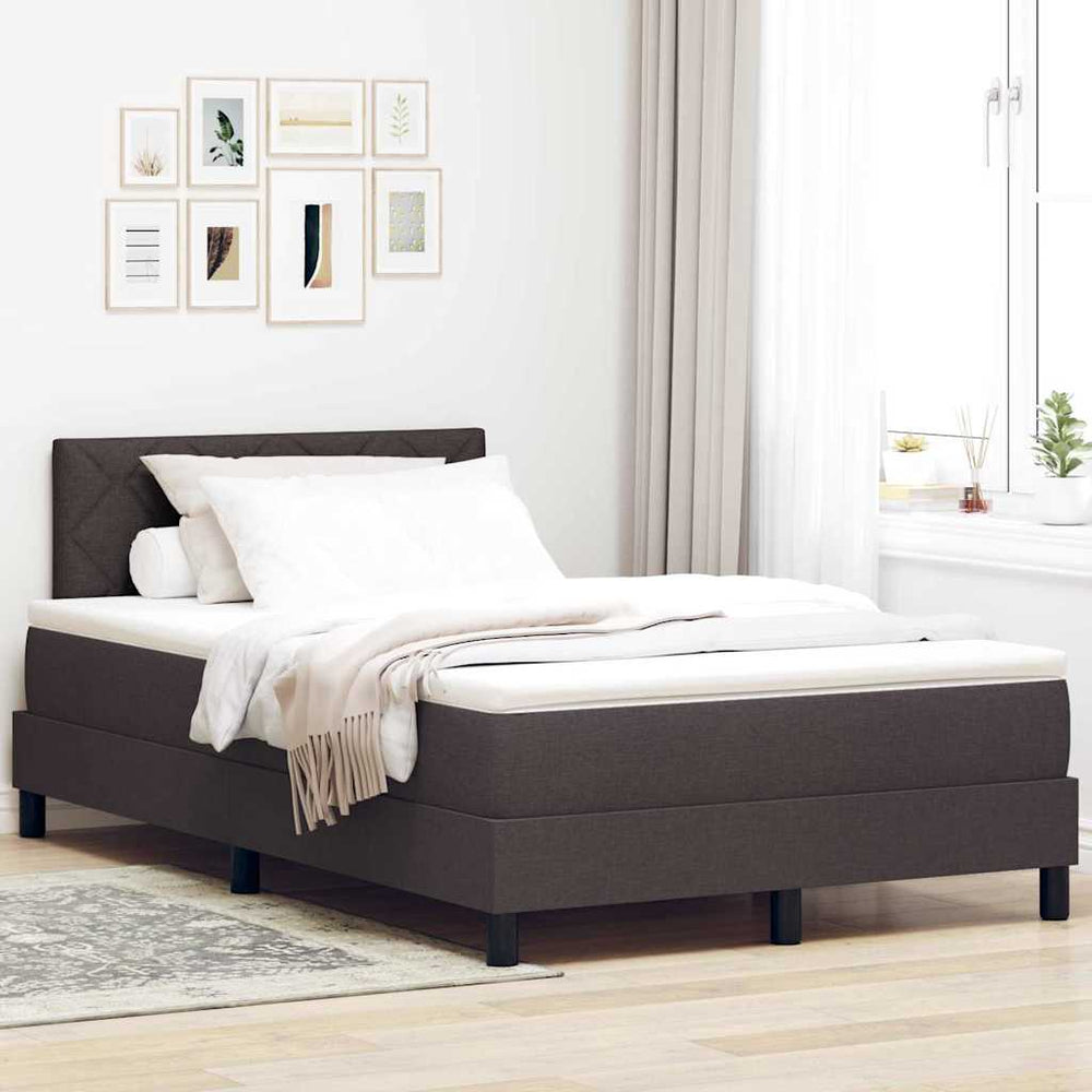 vidaXL Box Spring Bed with Pillows Dark Brown 120 x 200 cm Fabric