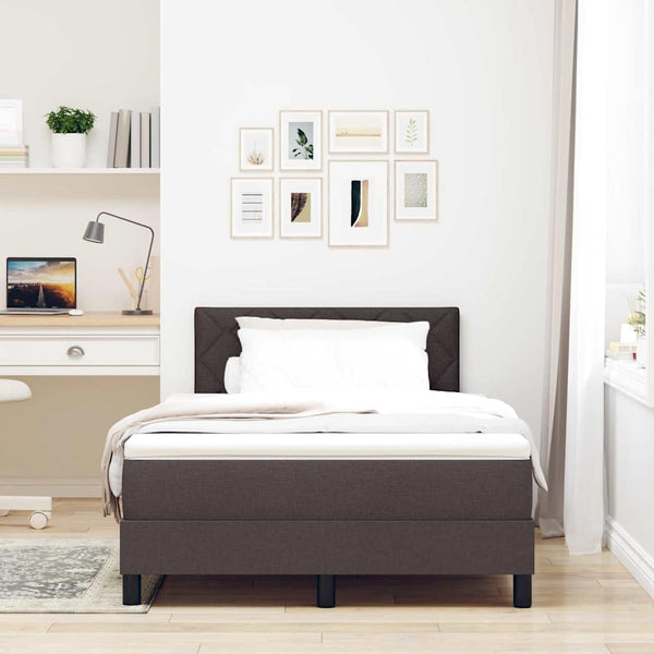 vidaXL Box Spring Bed with Pillows Dark Brown 120 x 200 cm Fabric