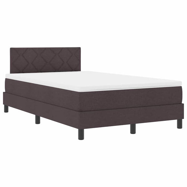 vidaXL Box Spring Bed with Pillows Dark Brown 120 x 200 cm Fabric