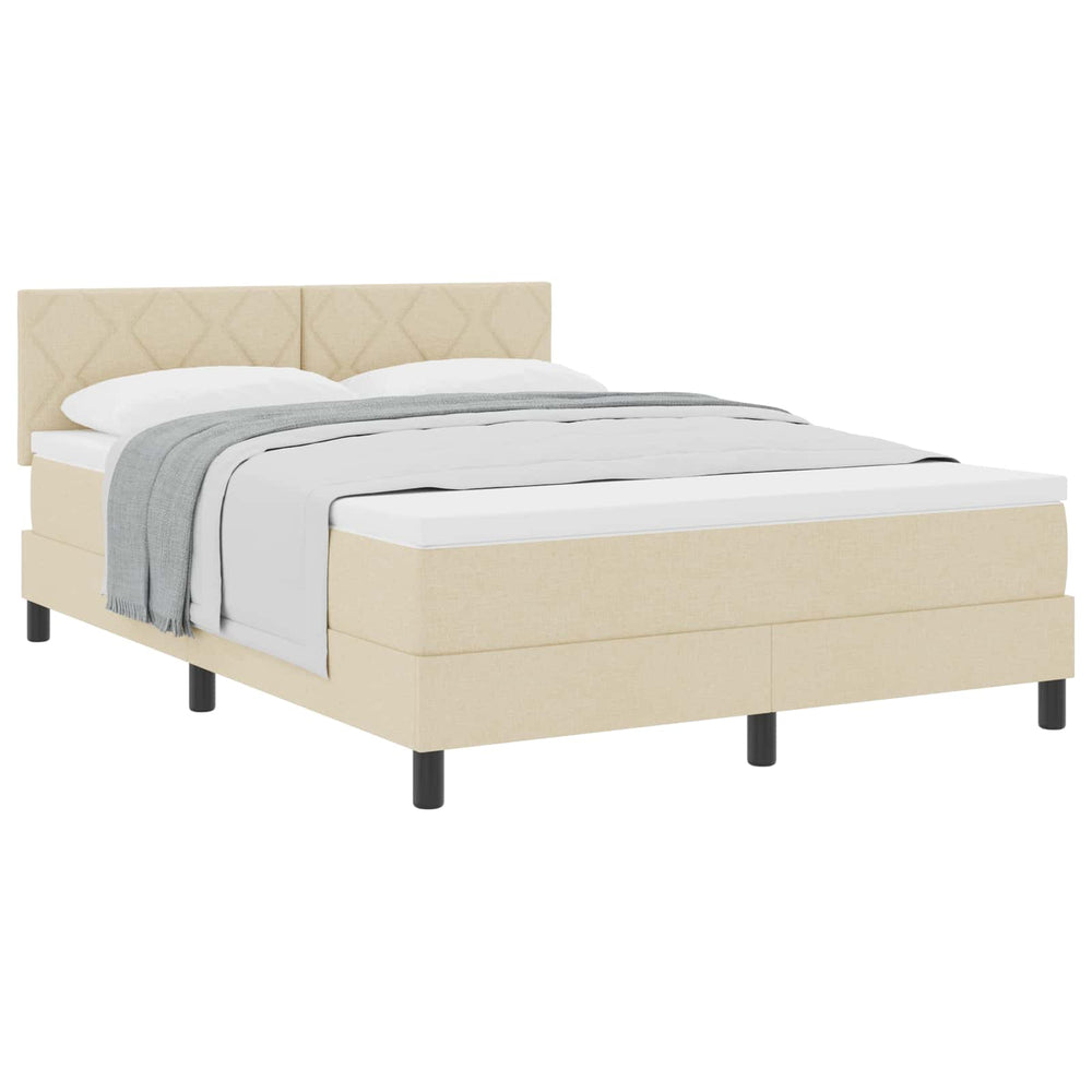 vidaXL Box Spring Bed with Pillows and Headboard Cream 160 x 200 cm Fabric