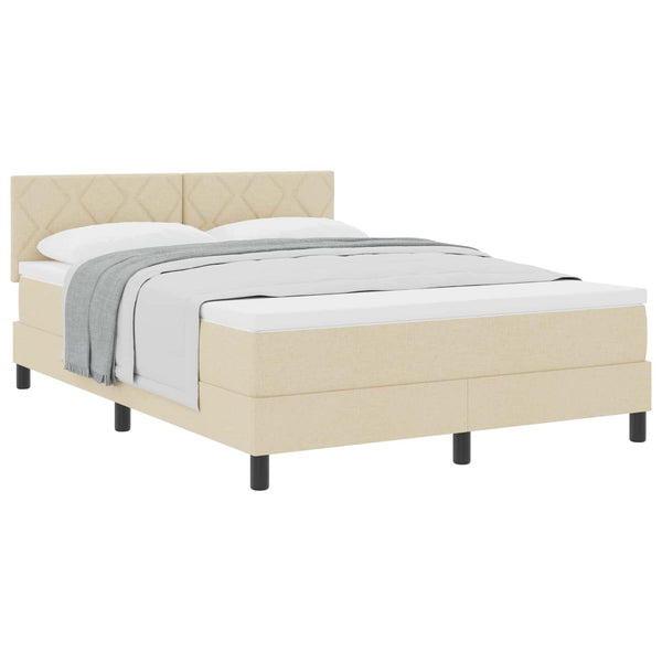 vidaXL Box Spring Bed with Pillows and Headboard Cream 160 x 200 cm Fabric