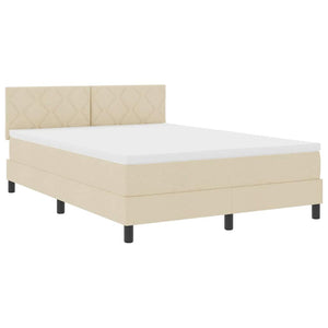 vidaXL Box Spring Bed with Pillows and Headboard Cream 160 x 200 cm Fabric
