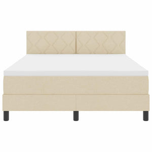 vidaXL Box Spring Bed with Pillows and Headboard Cream 160 x 200 cm Fabric