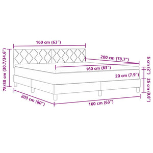 vidaXL Box Spring Bed with Pillows and Headboard Cream 160 x 200 cm Fabric