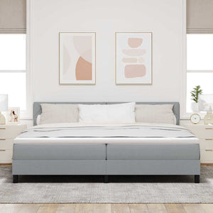 vidaXL Box Spring Bed with Pillows Light Grey 200 x 200 cm Fabric