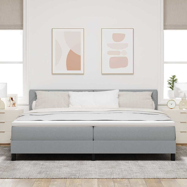 vidaXL Box Spring Bed with Pillows Light Grey 200 x 200 cm Fabric