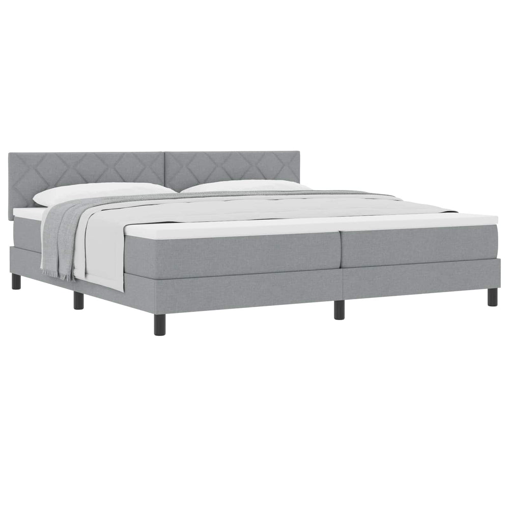 vidaXL Box Spring Bed with Pillows Light Grey 200 x 200 cm Fabric