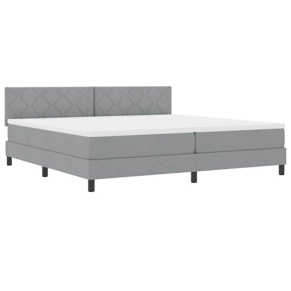 vidaXL Box Spring Bed with Pillows Light Grey 200 x 200 cm Fabric