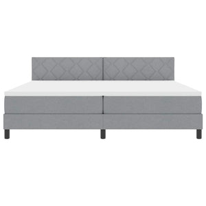 vidaXL Box Spring Bed with Pillows Light Grey 200 x 200 cm Fabric