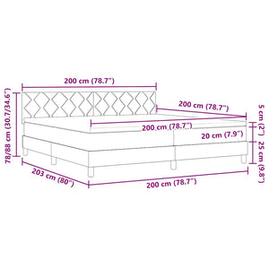vidaXL Box Spring Bed with Pillows Light Grey 200 x 200 cm Fabric