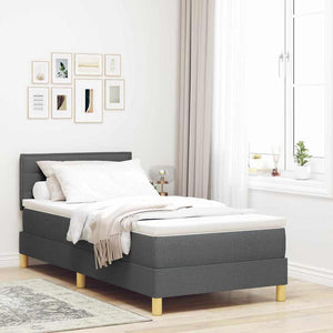 vidaXL Box Spring Bed with Pillows Dark Grey 80 x 200 cm Fabric