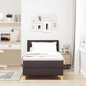 vidaXL Box Spring Bed with Cushions Dark Brown 80 x 200 cm Fabric