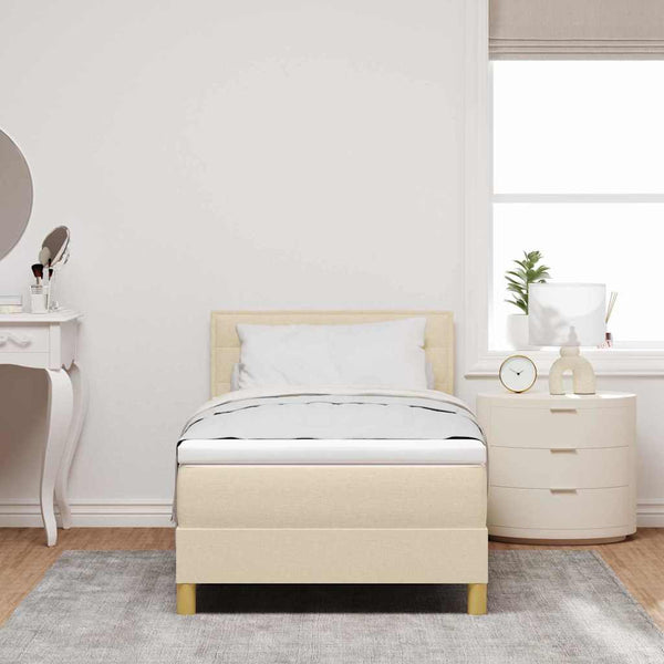 vidaXL Box Spring Bed with Pillows and Headboard Cream 80 x 200 cm Fabric