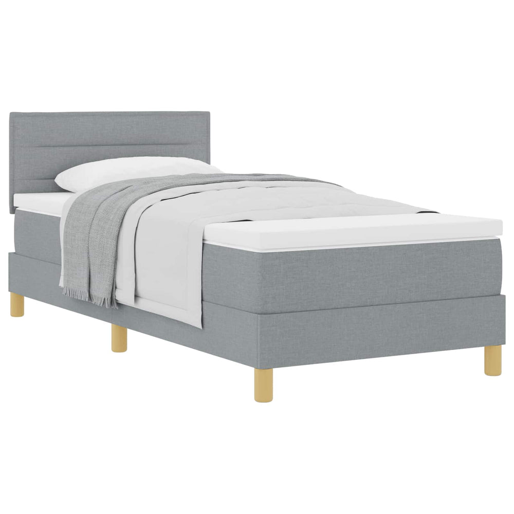 vidaXL Box Spring Bed with Pillows Light Grey 90 x 190 cm Fabric