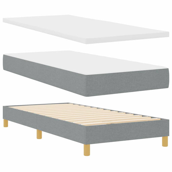 vidaXL Box Spring Bed with Pillows Light Grey 90 x 190 cm Fabric