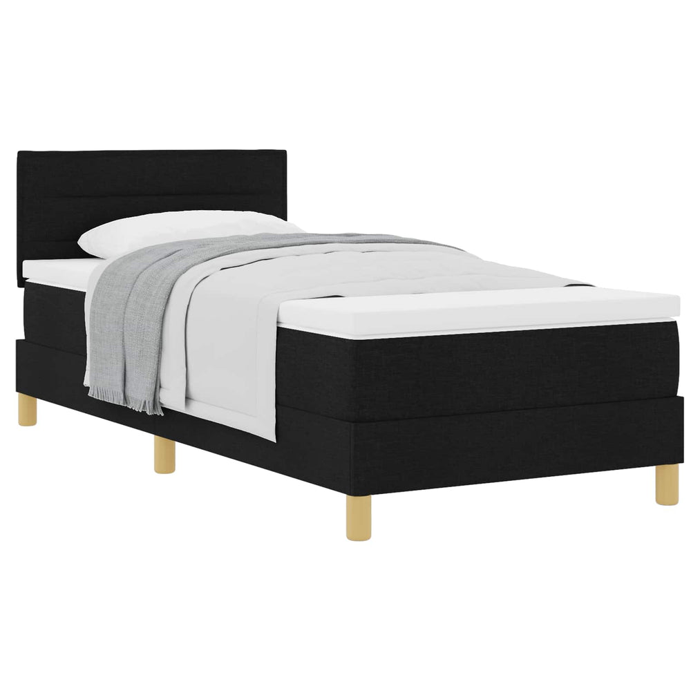 vidaXL Box Spring Bed with Pillows and Headboard Black 90 x 190 cm Fabric