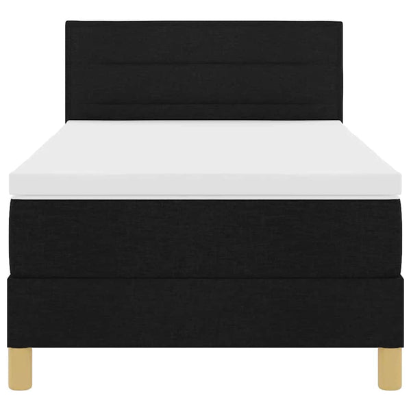 vidaXL Box Spring Bed with Pillows and Headboard Black 90 x 190 cm Fabric