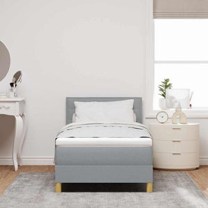 vidaXL Fabric Box Spring Bed with Pillows Light Grey 90 x 200 cm