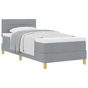vidaXL Fabric Box Spring Bed with Pillows Light Grey 90 x 200 cm