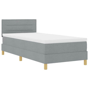 vidaXL Fabric Box Spring Bed with Pillows Light Grey 90 x 200 cm