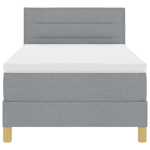 vidaXL Fabric Box Spring Bed with Pillows Light Grey 90 x 200 cm