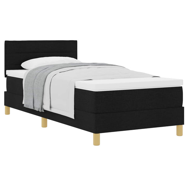 vidaXL Box Spring Bed with Pillows with Headboard Black 90 x 200 cm Fabric