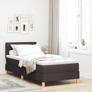 vidaXL Box Spring Bed with Pillows Dark Brown 90 x 200 cm Fabric
