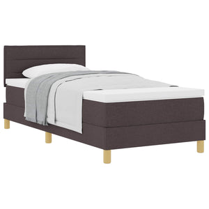vidaXL Box Spring Bed with Pillows Dark Brown 90 x 200 cm Fabric