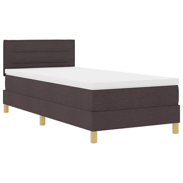 vidaXL Box Spring Bed with Pillows Dark Brown 90 x 200 cm Fabric