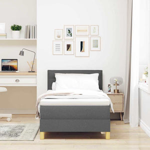 vidaXL Box Spring Bed with Pillows Dark Grey 100 x 200 cm Fabric