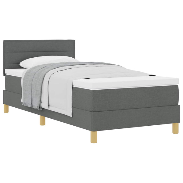 vidaXL Box Spring Bed with Pillows Dark Grey 100 x 200 cm Fabric