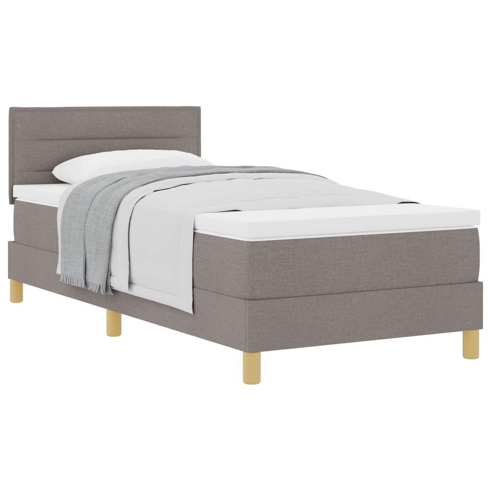vidaXL Box Spring Bed with Cushions with Headboard Taupe 100 x 200 cm Fabric