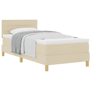 vidaXL Box Spring Bed with Pillows and Headboard Cream 100 x 200 cm Fabric