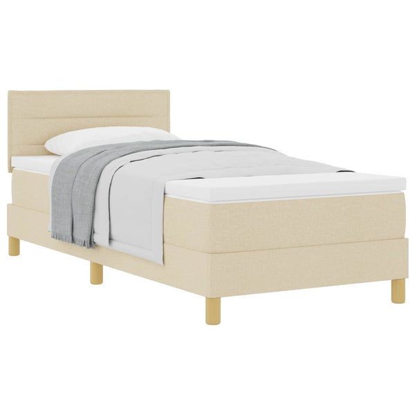 vidaXL Box Spring Bed with Pillows and Headboard Cream 100 x 200 cm Fabric