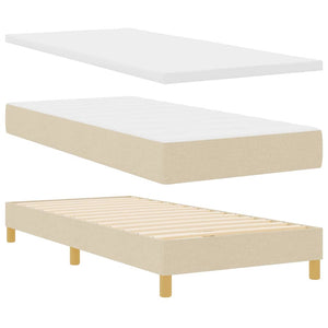 vidaXL Box Spring Bed with Pillows and Headboard Cream 100 x 200 cm Fabric