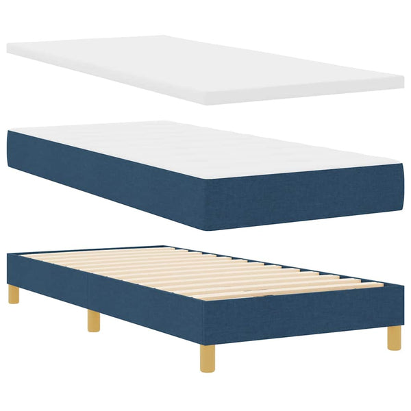 vidaXL Box Spring Bed with Pillows and Headboard Blue 100 x 200 cm Fabric