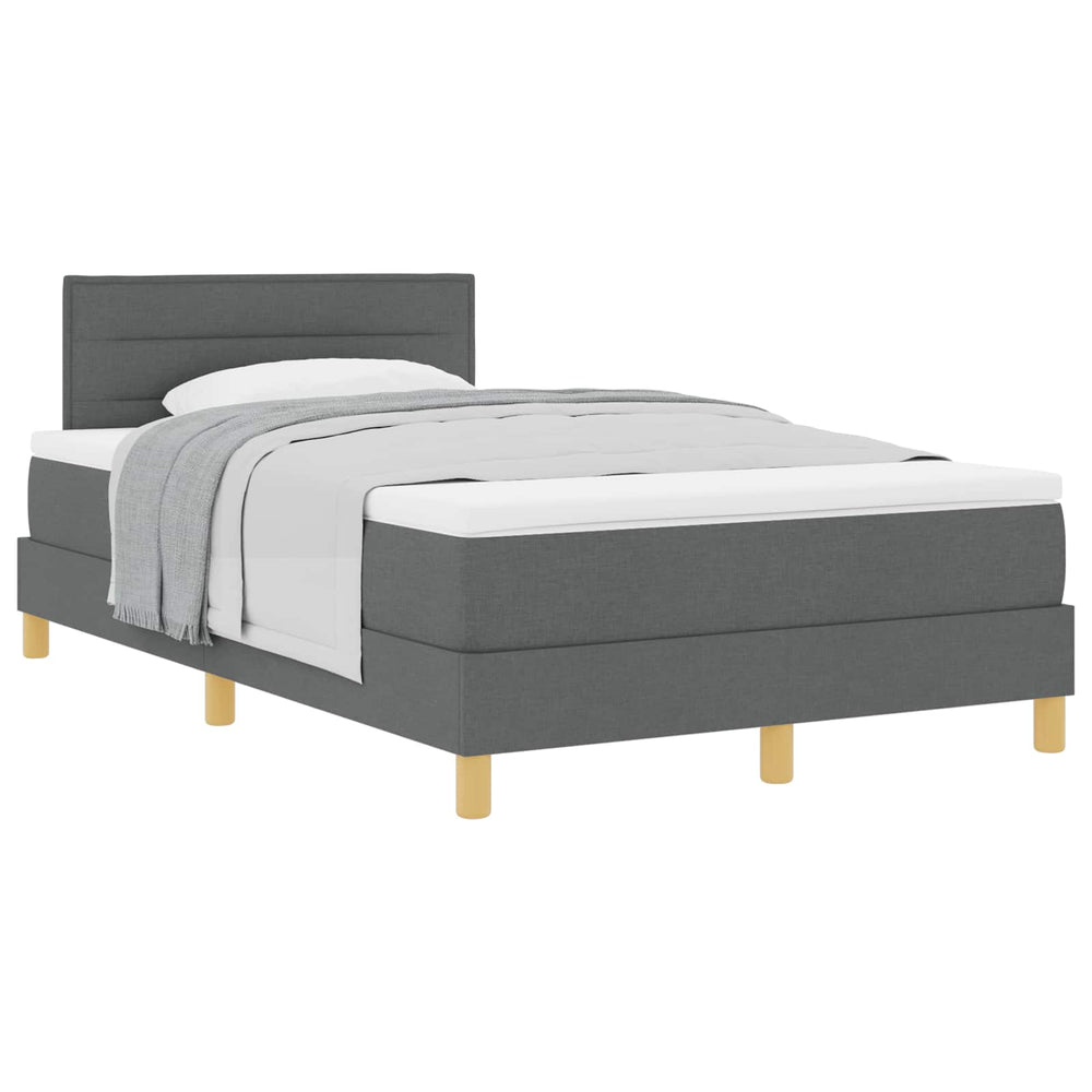 vidaXL Box Spring Bed with Pillows Dark Grey 120 x 190 cm Fabric