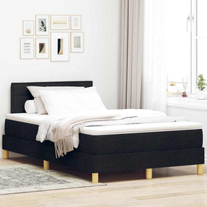 vidaXL Box Spring Bed with Pillows Black 120 x 190 cm Fabric