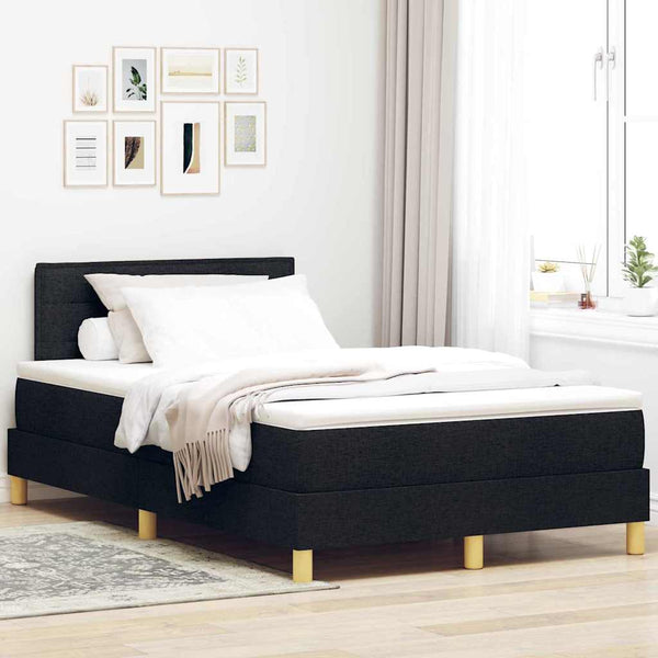vidaXL Box Spring Bed with Pillows Black 120 x 190 cm Fabric